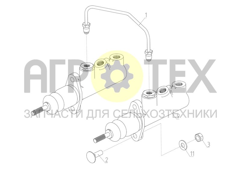 Чертеж Установка главных цилиндров (МРУ-2.20.520)